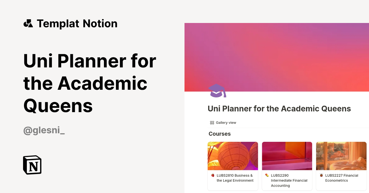 Templat Uni Planner for the Academic Queens | Notion Marketplace