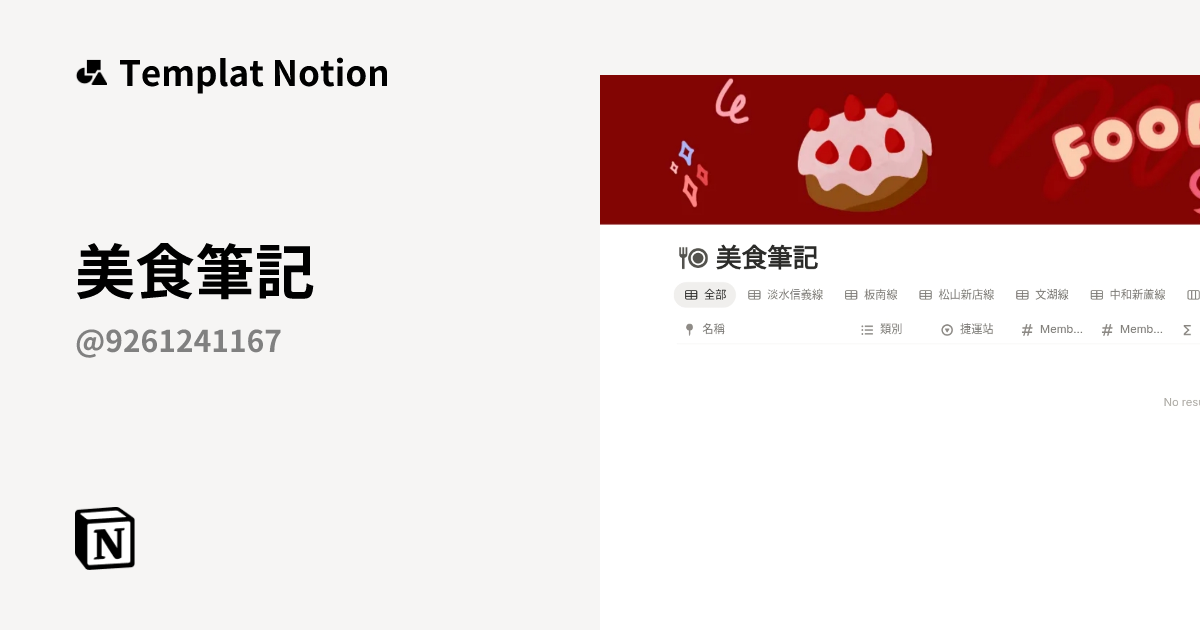 美食筆記 Templat oleh reishi&kagi | Notion Marketplace