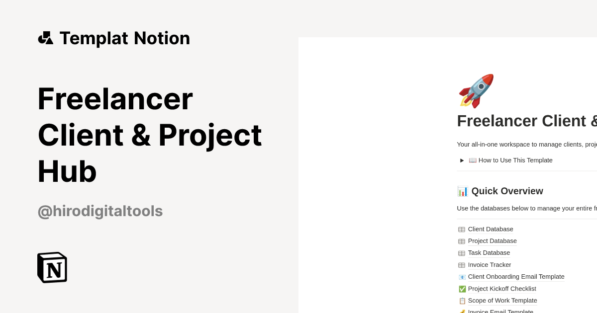 Templat Freelancer Client & Project Hub | Notion Marketplace