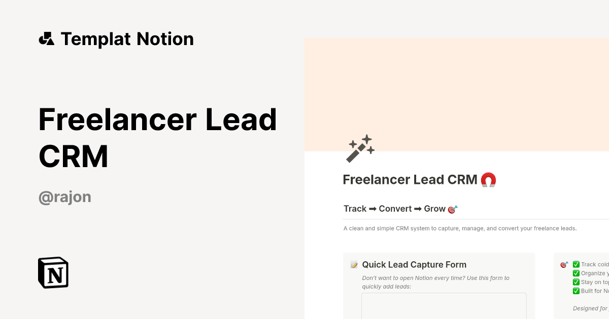 Templat Freelancer Lead CRM | Notion Marketplace
