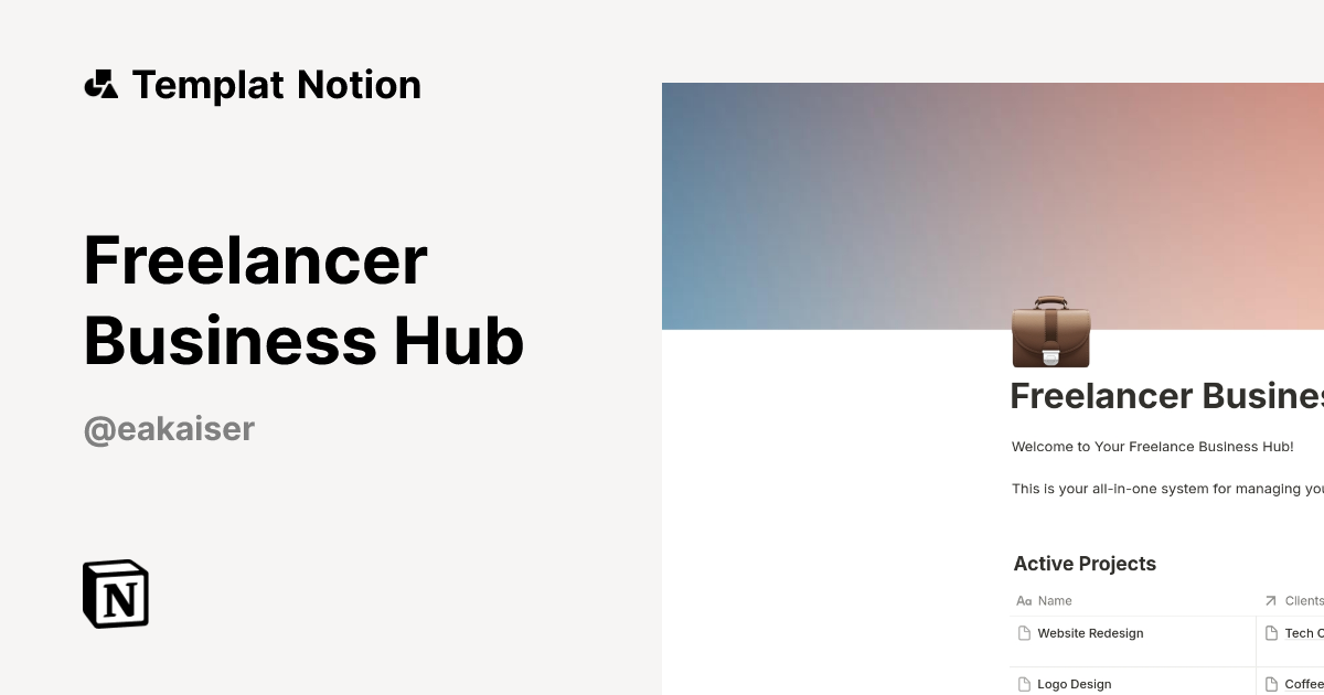 Templat Freelancer Business Hub | Notion Marketplace