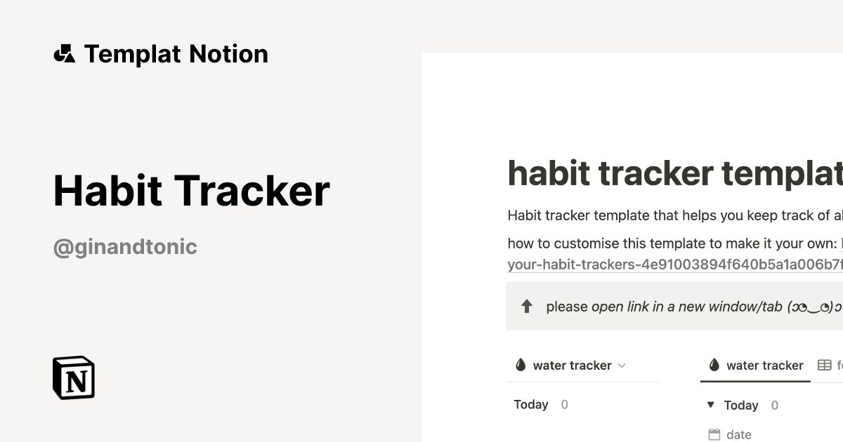 Habit Tracker Templat oleh GinAndTonic | Notion Marketplace