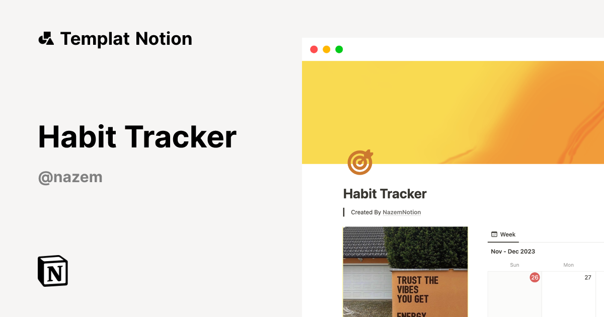 Habit Tracker Templat oleh Nazem | Notion Marketplace