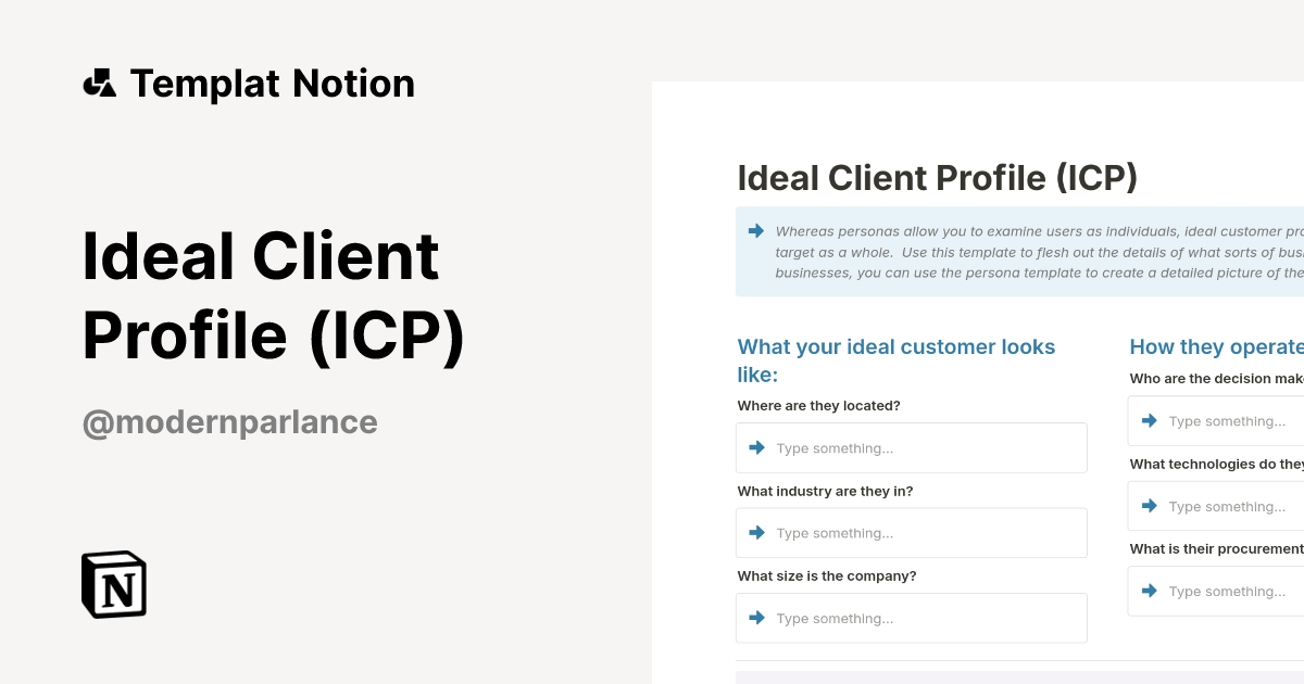 Ideal Client Profile (ICP) Templat oleh Deborah @ Modern Parlance ...
