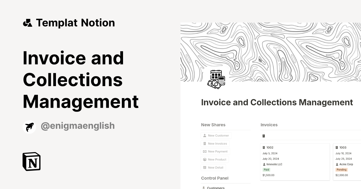 Invoice and Collections Management Templat oleh Enigma | Notion Marketplace