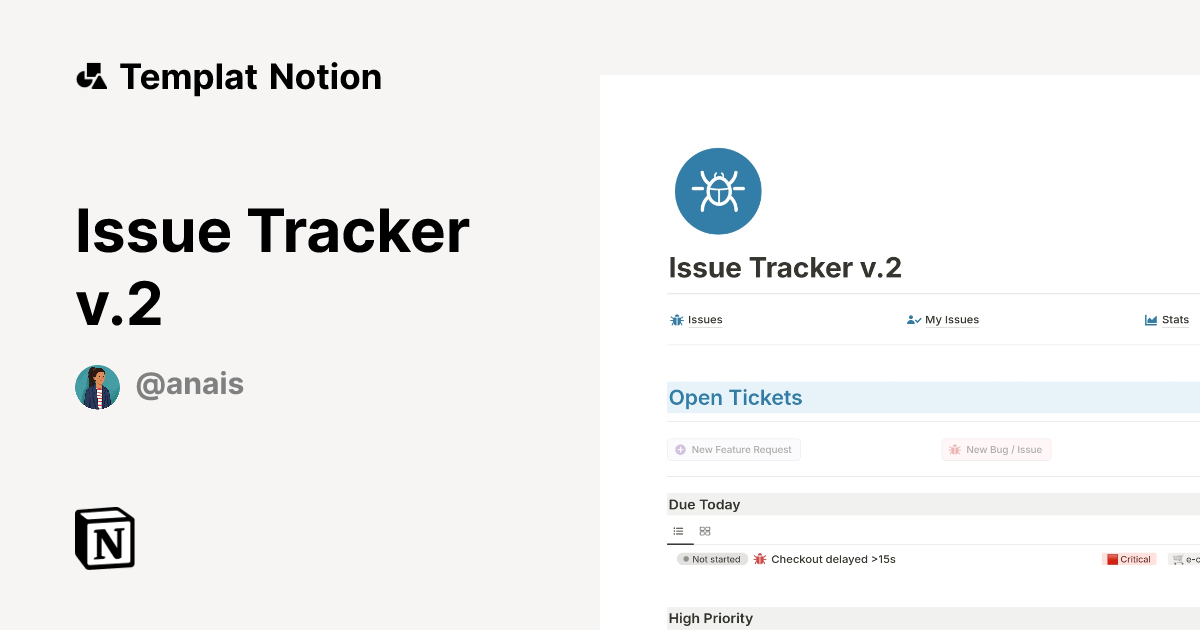 Templat Issue Tracker v.2 | Notion Marketplace