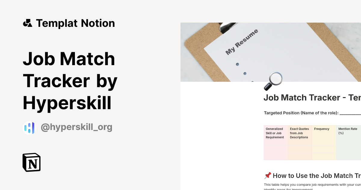 Templat Job Match Tracker by Hyperskill | Notion Marketplace