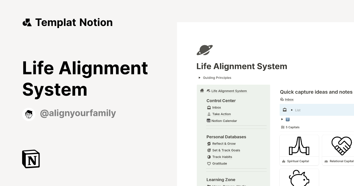 Life Alignment System Templat oleh Align Your Family | Notion Marketplace