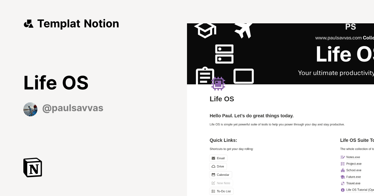 Life OS Templat oleh Paul Savvas | Notion Marketplace