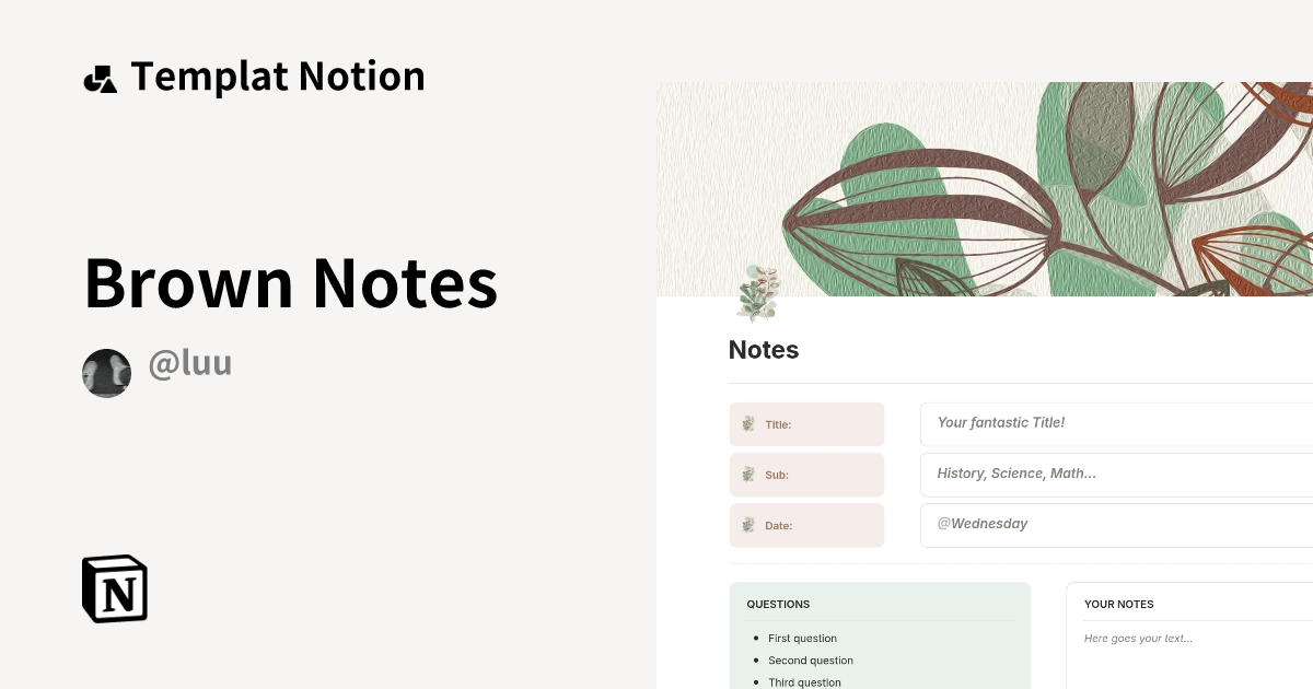 Templat Brown Notes | Notion Marketplace