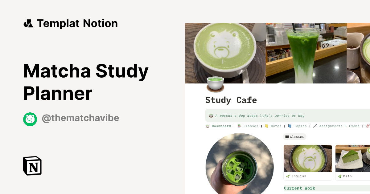 Templat Matcha Study Planner | Notion Marketplace