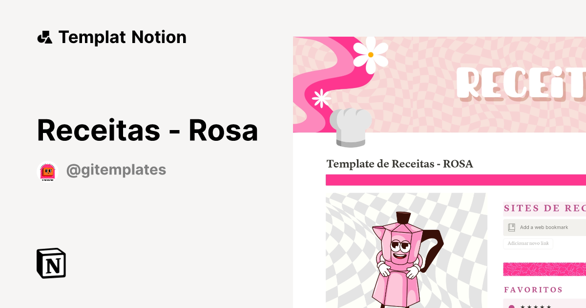 Receitas - Rosa Templat oleh Gi Templates | Notion Marketplace