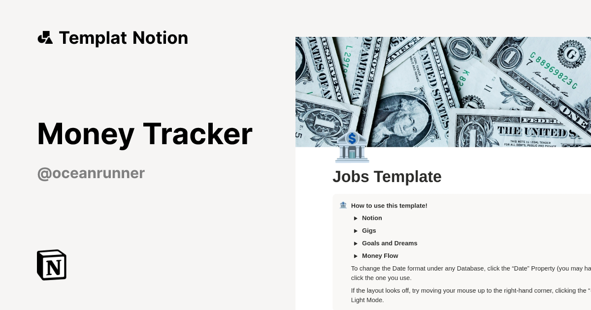 Money Tracker Templat oleh Taylor | Notion Marketplace