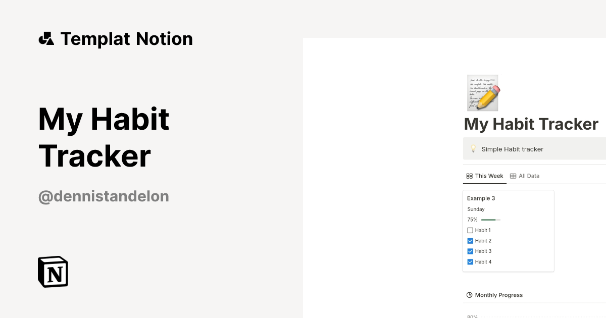 My Habit Tracker Templat oleh Dennis Tandelon | Notion Marketplace
