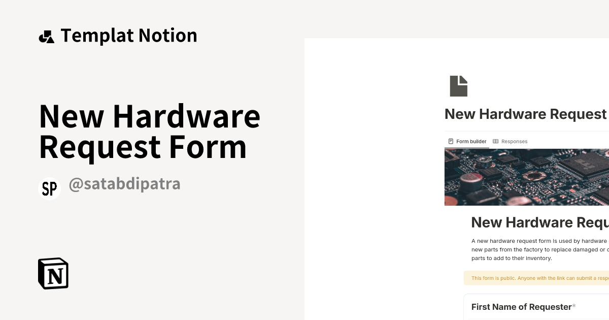 Templat New Hardware Request Form | Notion Marketplace