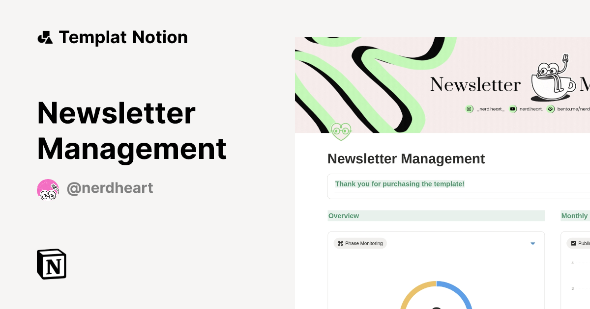 Newsletter Management Templat oleh Nerd Heart | Notion Marketplace