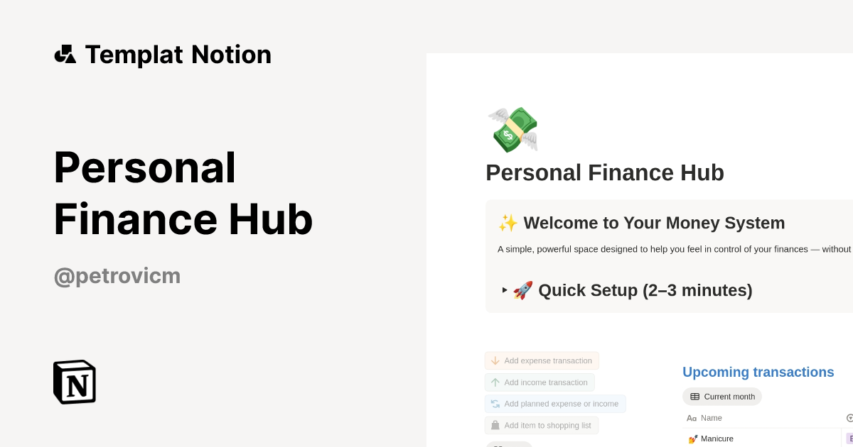Templat Personal Finance Hub | Notion Marketplace