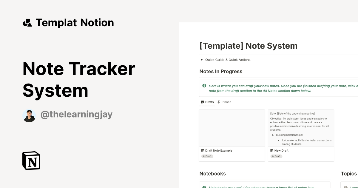 Templat Note Tracker System | Notion Marketplace