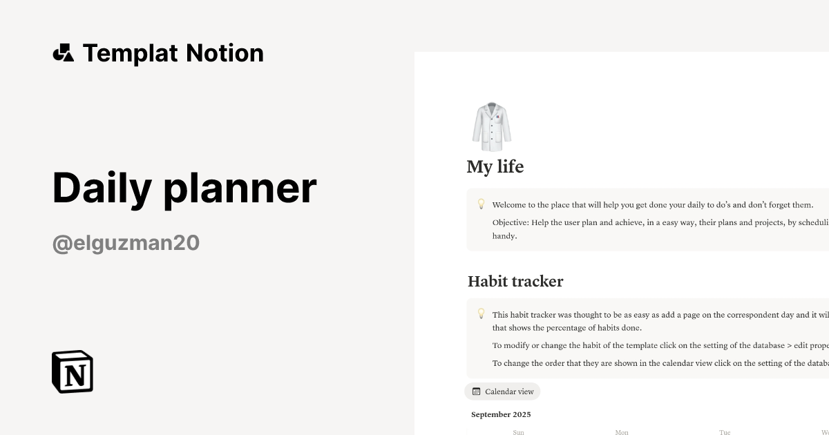 Templat Daily planner | Notion Marketplace