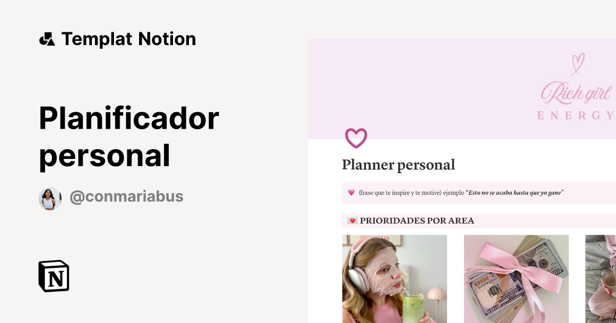 Planificador personal Templat oleh Conmariabus | Notion Marketplace