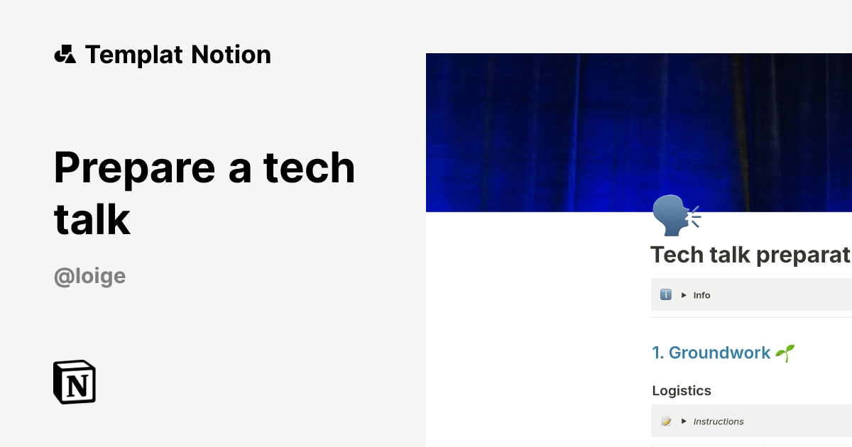 Templat Prepare a tech talk | Notion Marketplace