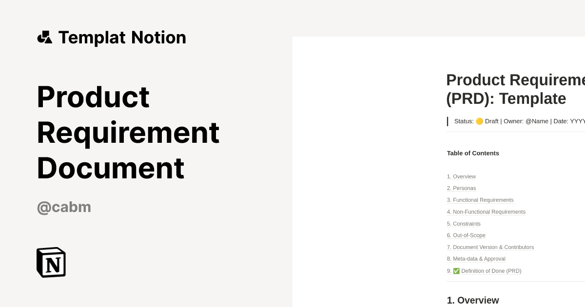 Templat Product Requirement Document | Notion Marketplace
