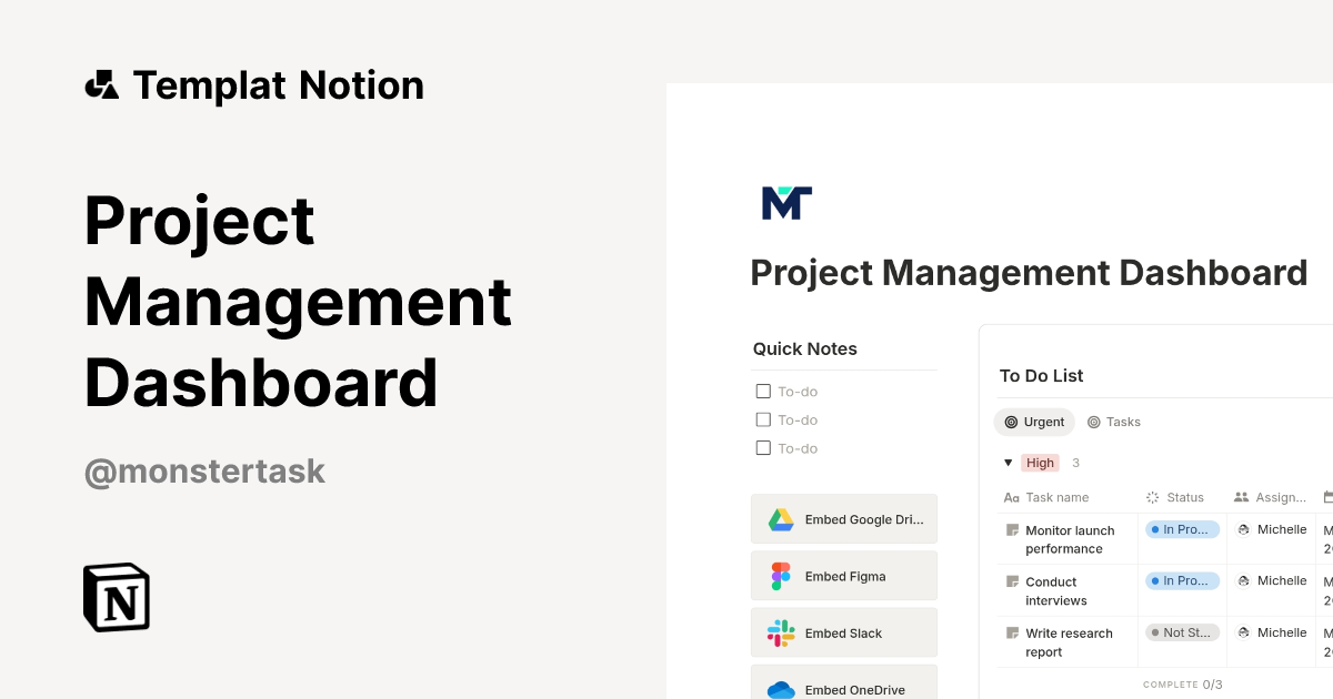 Templat Project Management Dashboard | Notion Marketplace
