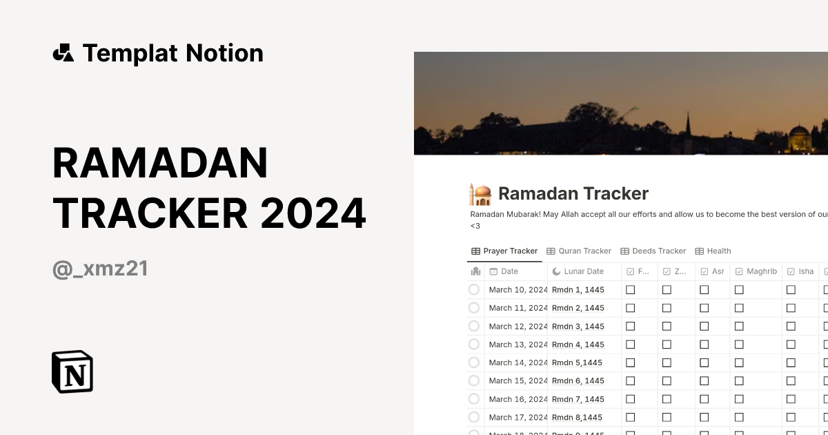 Templat RAMADAN TRACKER 2024 | Notion Marketplace