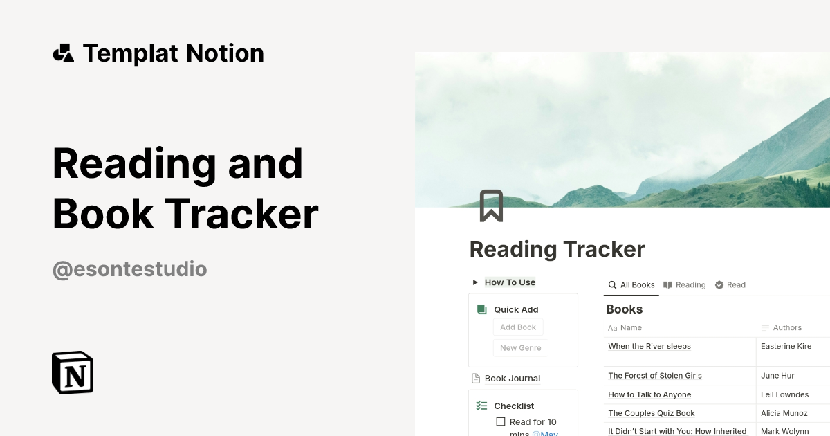Templat Reading and Book Tracker | Notion Marketplace