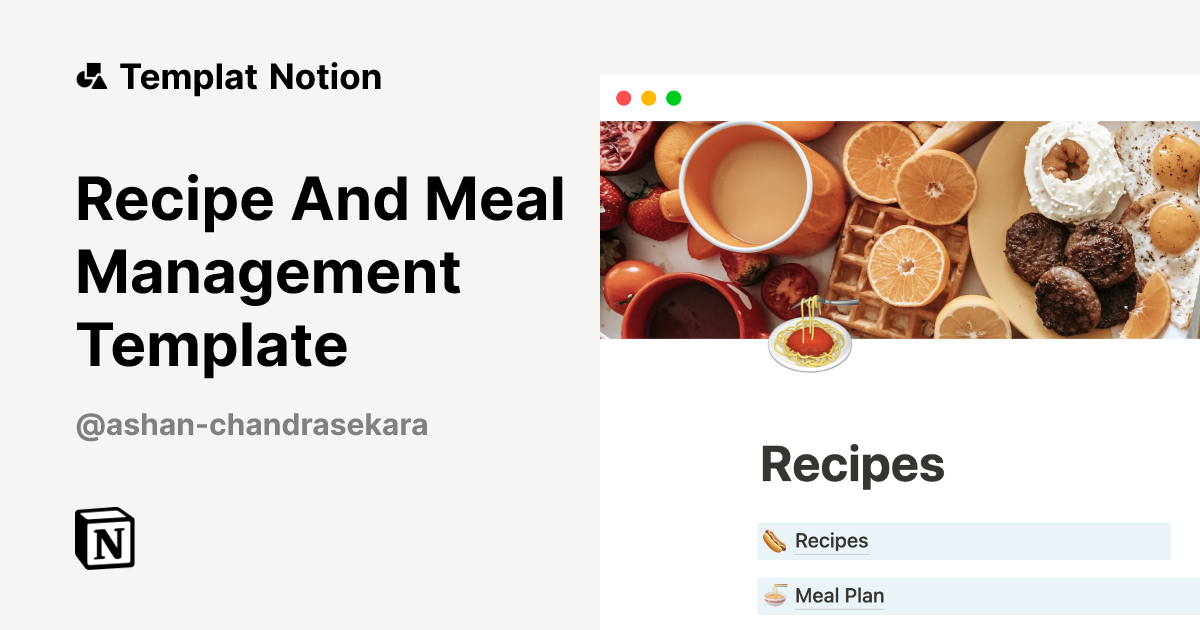 Recipe And Meal Management Template Templat oleh Ashan Chandrasekara ...