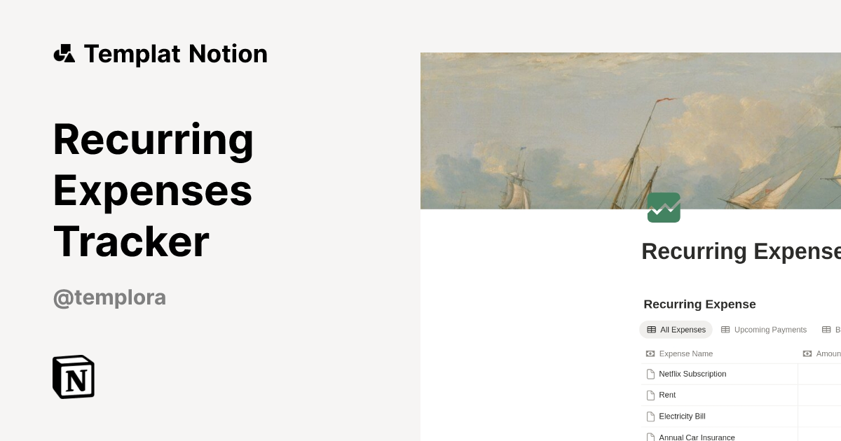 Templat Recurring Expenses Tracker | Notion Marketplace