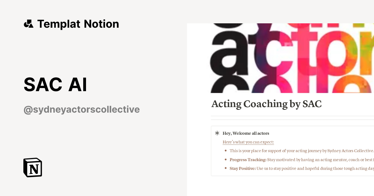 SAC AI Templat oleh Sydney Actors Collective | Notion Marketplace