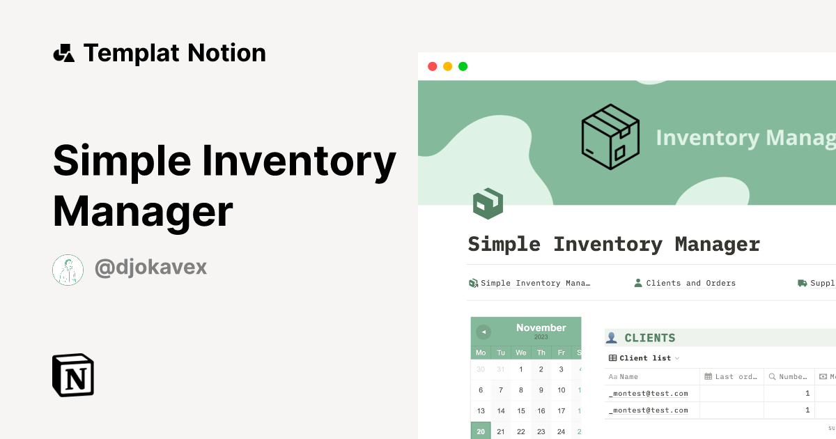 Templat Simple Inventory Manager | Notion Marketplace