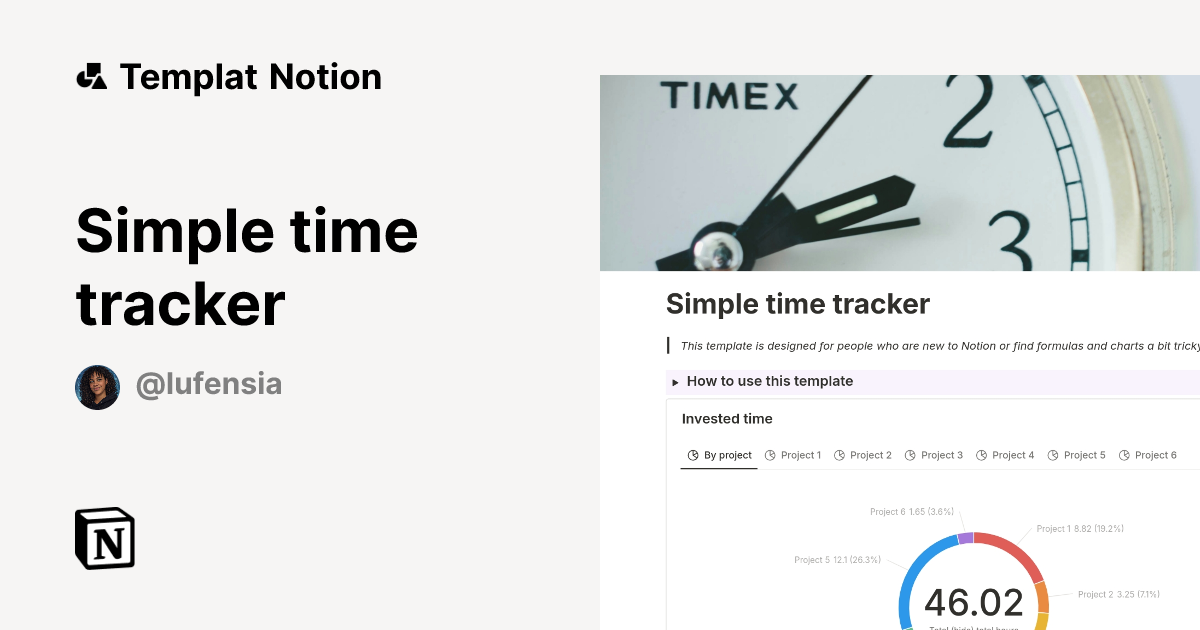 Simple time tracker Templat oleh T.B Lufu | Notion Marketplace