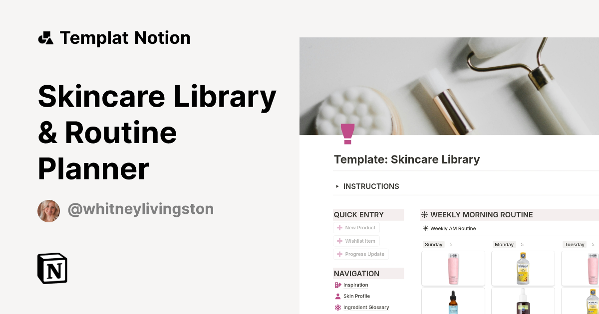 Skincare Library & Routine Planner Templat oleh WhitneyLivingston ...