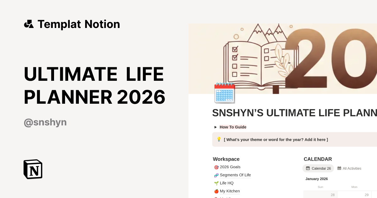 Templat ULTIMATE LIFE PLANNER 2026 | Notion Marketplace