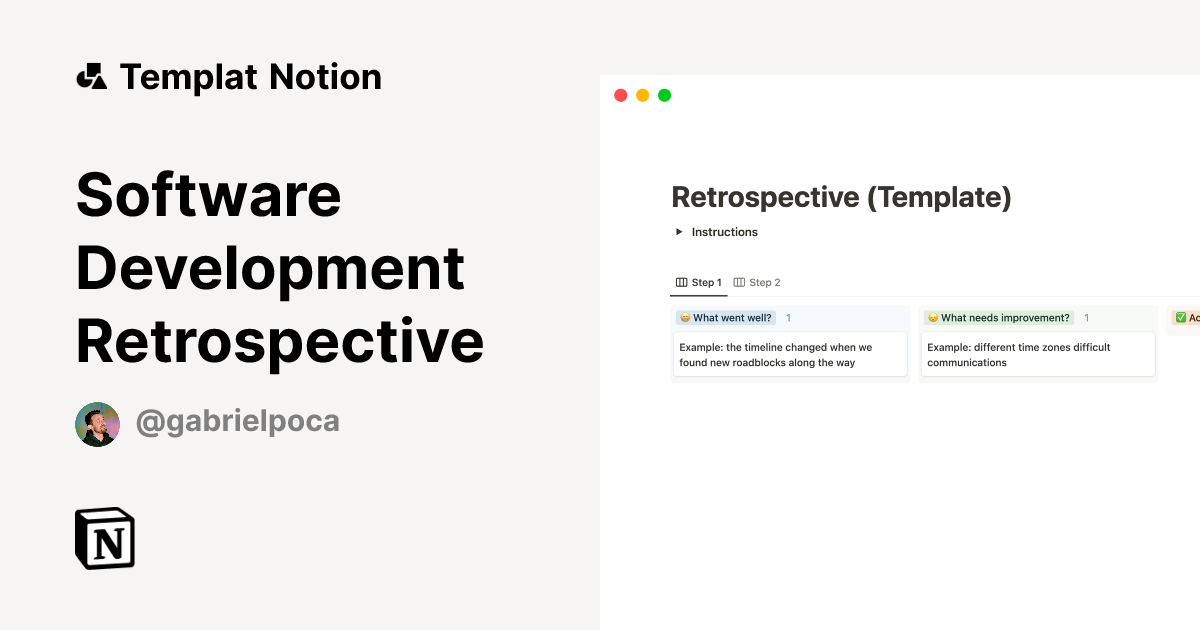 Software Development Retrospective Templat oleh Gabriel Poça | Notion ...