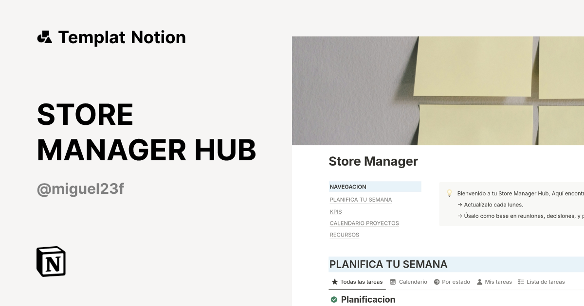 STORE MANAGER HUB Templat oleh Miguel Gonzalez | Notion Marketplace