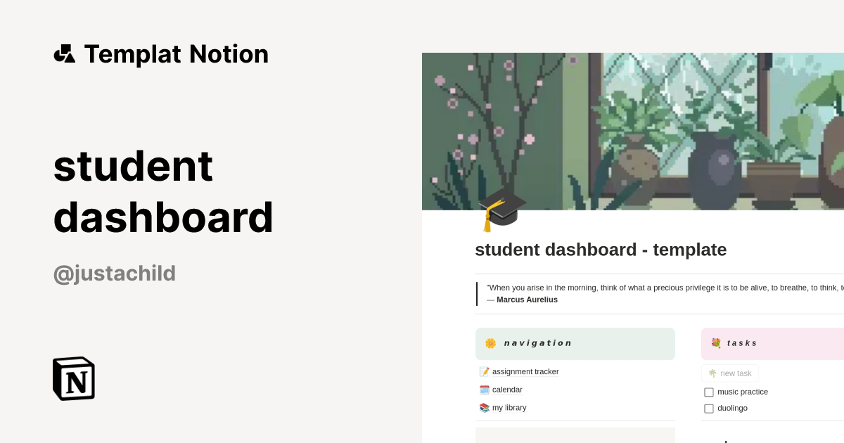 Templat student dashboard | Notion Marketplace