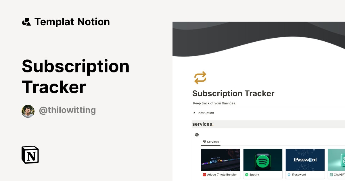 Templat Subscription Tracker | Notion Marketplace