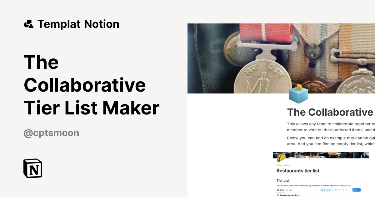 The Collaborative Tier List Maker Templat oleh CptSmoon | Notion ...