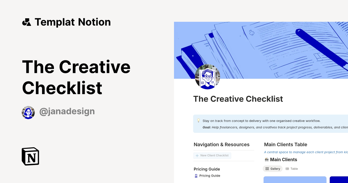 The Creative Checklist Templat oleh Jana Ballieul Design | Notion ...
