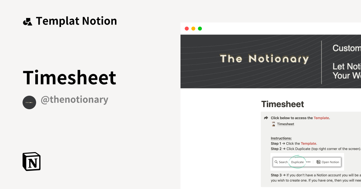 Timesheet Templat oleh TheNotionary | Notion Marketplace