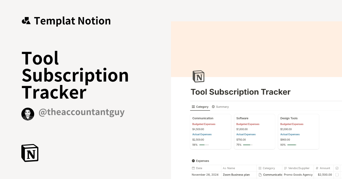 Tool Subscription Tracker Templat oleh theaccountantguy | FinanceGuy ...