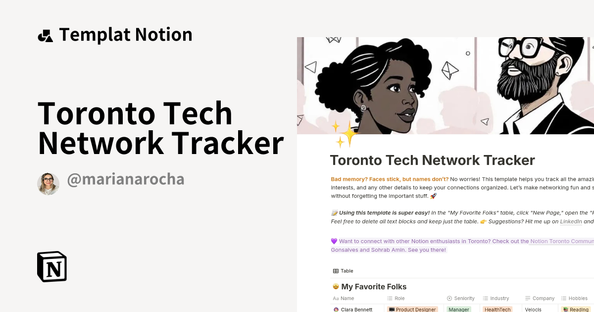 Toronto Tech Network Tracker Templat oleh Mariana Rocha | Notion ...