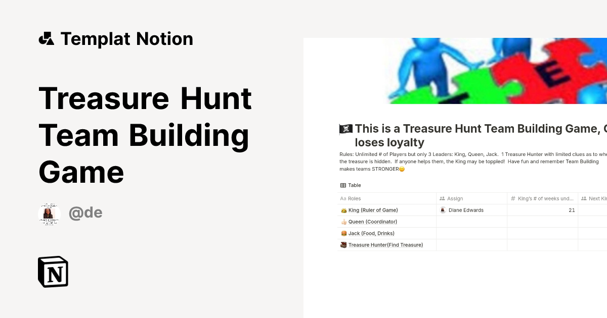 Templat Treasure Hunt Team Building Game Notion Marketplace