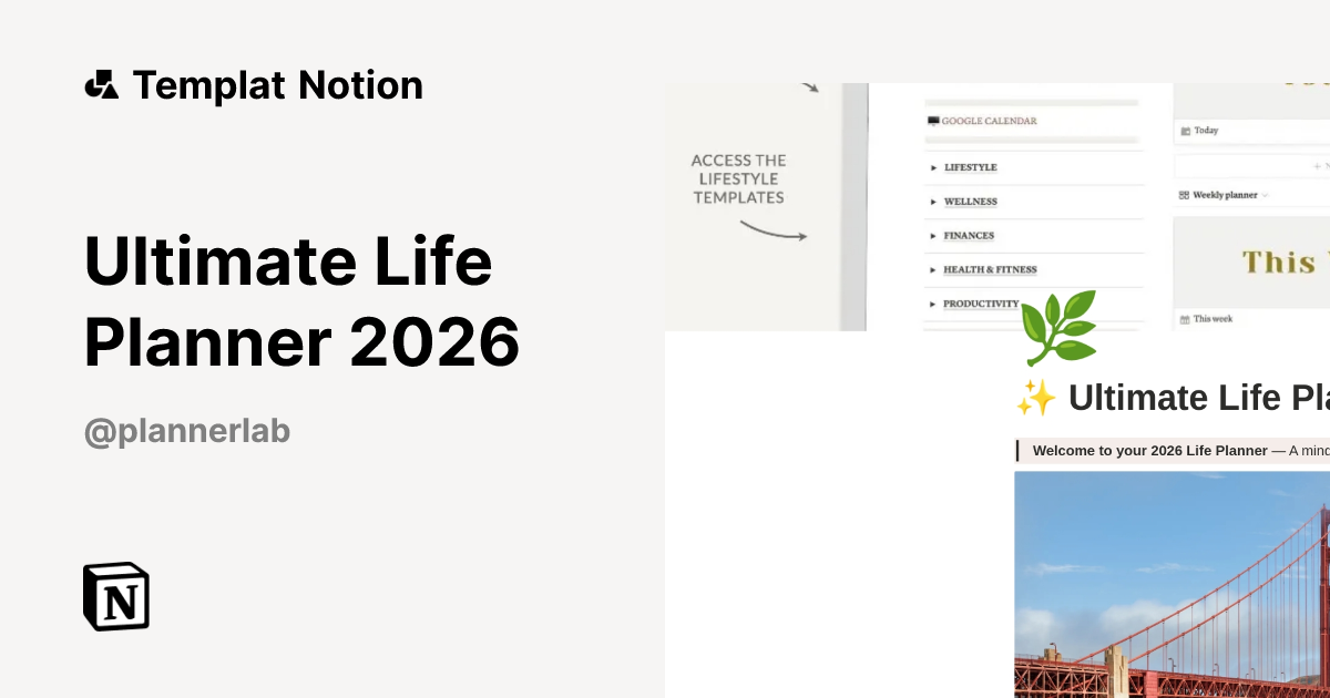 Ultimate Life Planner 2026 Templat oleh Elmiftah bader | Notion Marketplace