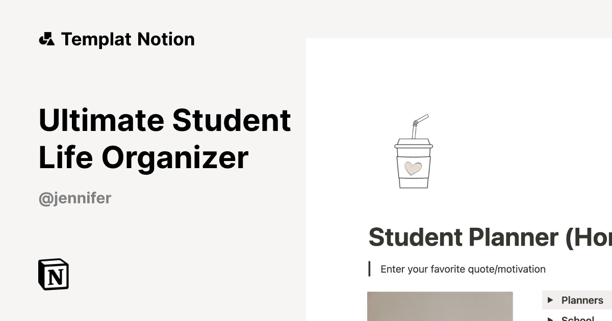 Ultimate Student Life Organizer Templat oleh Jennifer | Notion Marketplace
