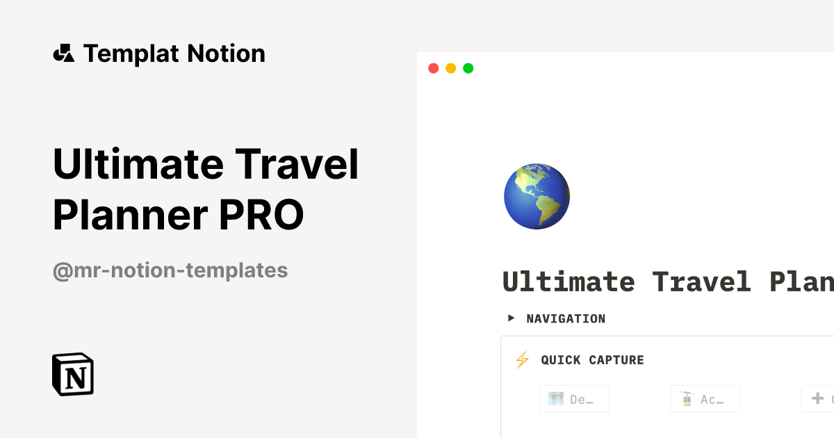 Ultimate Travel Planner PRO Templat oleh Mr. Notion Templates | Notion ...