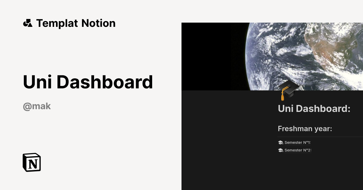 Uni Dashboard Templat oleh MAK | Notion Marketplace